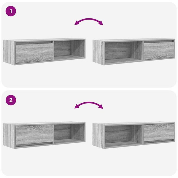 Szürke sonoma színű szerelt fa TV-szekrény 100x31x25,5cm