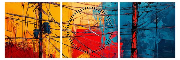Kép - Absztrakt elektromos vezetékek (órával) (90x30 cm)