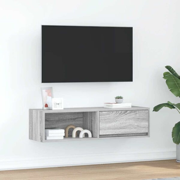 Szürke sonoma színű szerelt fa TV-szekrény 100x31x25,5cm
