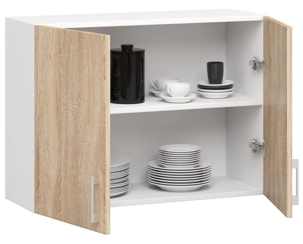 TRIVORA felső konyhaszekrény - szélesség 80 cm, fehér / sonoma tölgy
