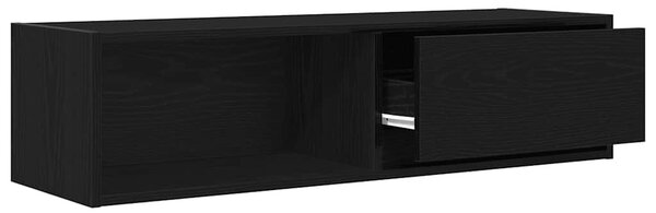 2 db fekete tölgy színű szerelt fa TV-szekrény 100x31x25,5cm