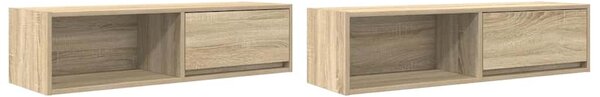 2 db sonoma tölgy színű szerelt fa TV-szekrény 100x31x25,5cm