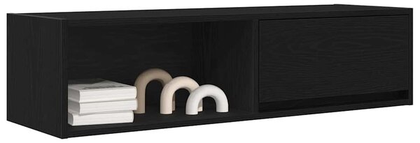 2 db fekete tölgy színű szerelt fa TV-szekrény 100x31x25,5cm
