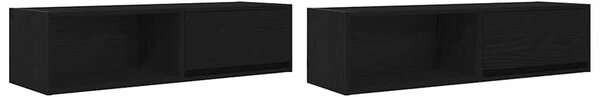 2 db fekete tölgy színű szerelt fa TV-szekrény 100x31x25,5cm