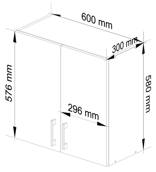 TRIVORA felső konyhaszekrény - szélesség 60 cm, fehér / sonoma tölgy