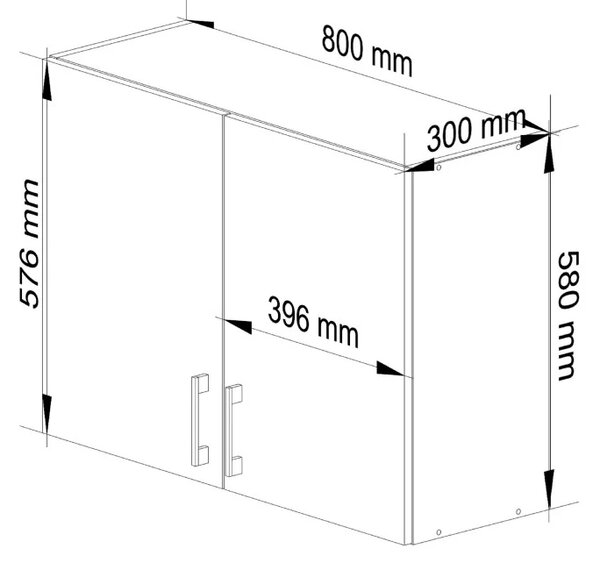 TRIVORA felső konyhaszekrény - szélesség 80 cm, fehér / sonoma tölgy