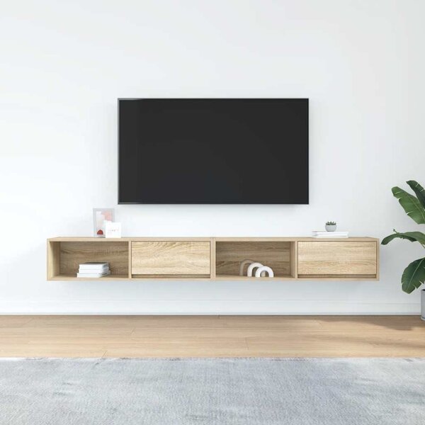 2 db sonoma tölgy színű szerelt fa TV-szekrény 100x31x25,5cm