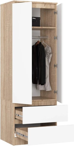 Fiókos gardróbszekrény 60 cm WREN - sonoma tölgy / fehér