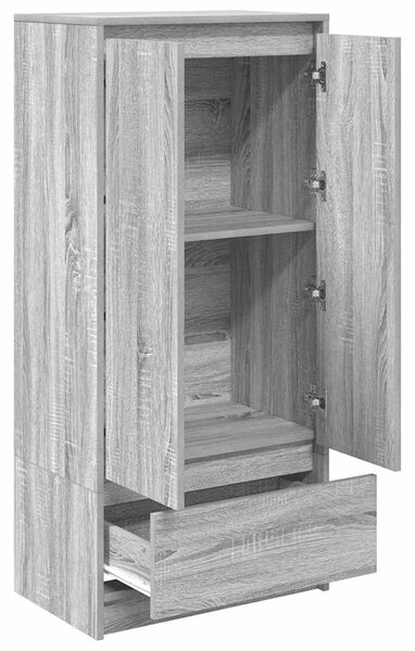 Szürke sonoma szerelt fa szekrény fiókkal 55,5x34x119,5 cm