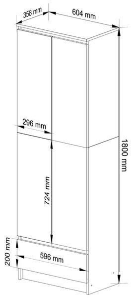 Kétajtós szekrény fiókkal 60 cm VALESTRA - égerfa