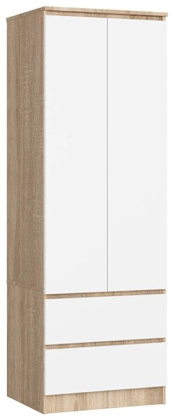 Fiókos gardróbszekrény 60 cm WREN - sonoma tölgy / fehér