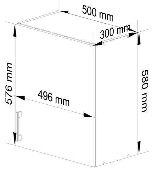 TRIVORA felső konyhaszekrény - szélesség 50 cm, fehér / sonoma tölgy