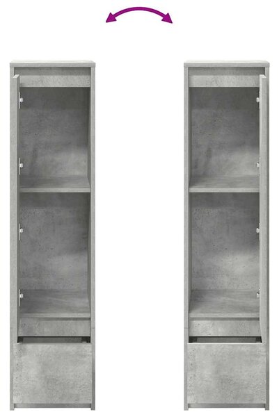 Betonszürke szerelt fa magasszekrény 29,5x34x119,5 cm