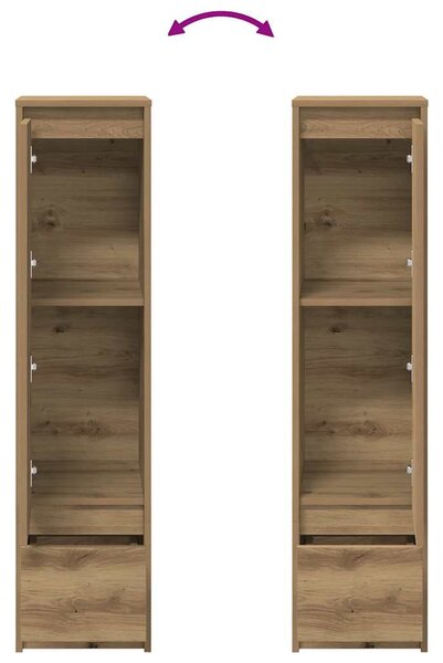 Kézműves tölgy szerelt fa magasszekrény 29,5x34x119,5 cm