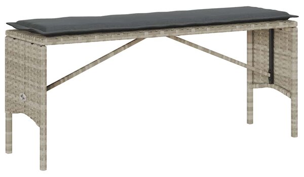 3részes világosszürke polyrattan kerti étkezőgarnitúra párnával