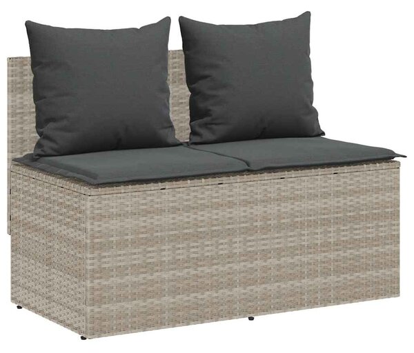 3részes világosszürke polyrattan kerti étkezőgarnitúra párnával