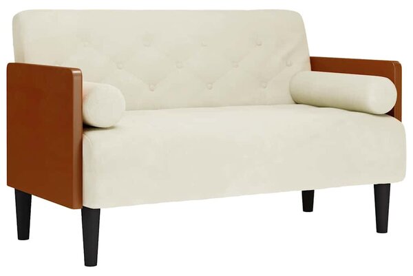 Krém bársony loveseat kanapé párnákkal 110 cm