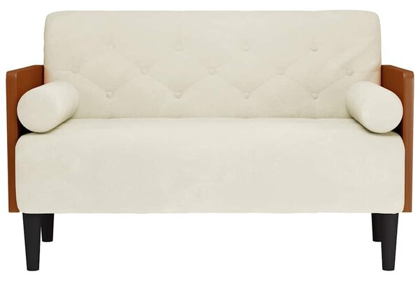 Krém bársony loveseat kanapé párnákkal 110 cm