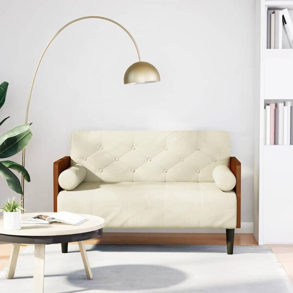 Krém bársony loveseat kanapé párnákkal 110 cm