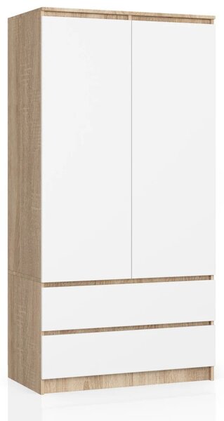 Fiókos gardrób 90 cm LOTA - sonoma tölgy / fehér