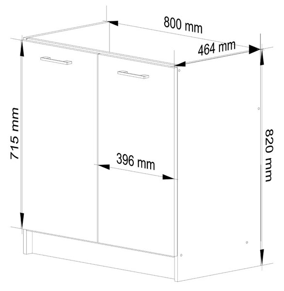 Mosdószekrény 80 cm VERMINA - fehér / fényes fehér