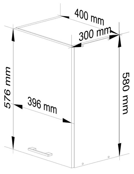 Fali konyhaszekrény 40 cm VERMINA - fehér / szürke