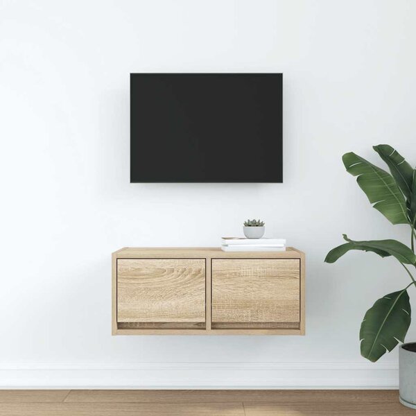 Sonoma tölgy színű szerelt fa fali TV-szekrény 60x31x25,5 cm