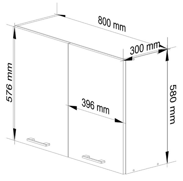 Fali konyhaszekrény 80 cm VERMINA - fehér / szürke