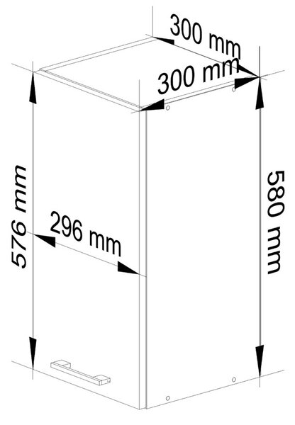 Fali konyhaszekrény 30 cm VERMINA - fehér / beton
