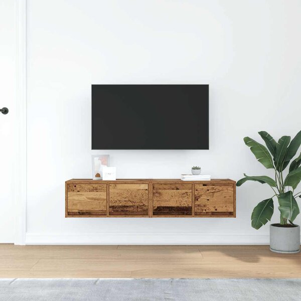 2 db antik fa szerelt fa fali TV-szekrény 60x31x25,5 cm