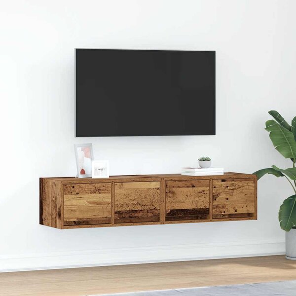 2 db antik fa szerelt fa fali TV-szekrény 60x31x25,5 cm