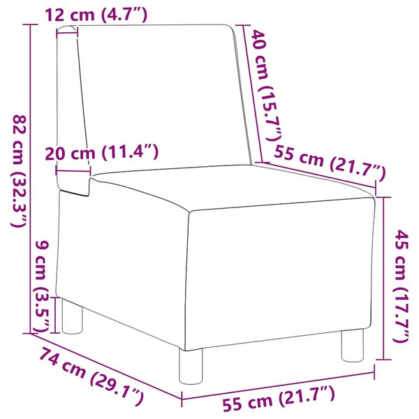 Moduláris kanapé karfa nélkül sárga bársony 55 cm