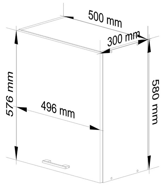 Fali konyhaszekrény 50 cm VERMINA - fehér / szürke