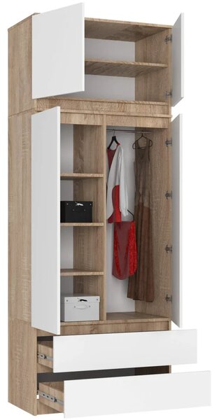 Gardróbszekrény bővíthető 90 cm LOTA - sonoma tölgy / fehér