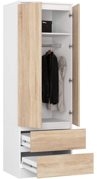 Fiókos gardróbszekrény 60 cm WREN - fehér / sonoma tölgy