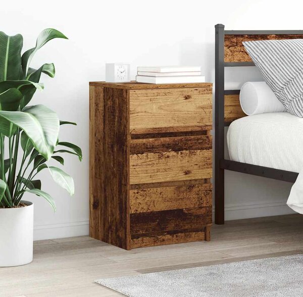 2 db antik fa éjjeliszekrények 3 fiókkal 39x35x65 cm