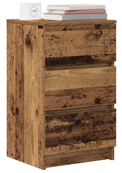 2 db antik fa éjjeliszekrények 3 fiókkal 39x35x65 cm