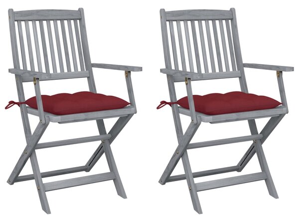 VidaXL 2 db összecsukható tömör akácfa kültéri szék párnával
