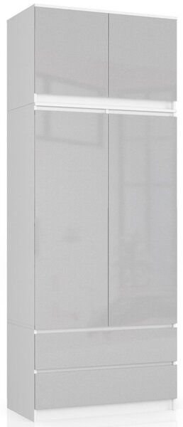LOTA szekrényhosszabbító 90 cm - fehér / fényes világosszürke