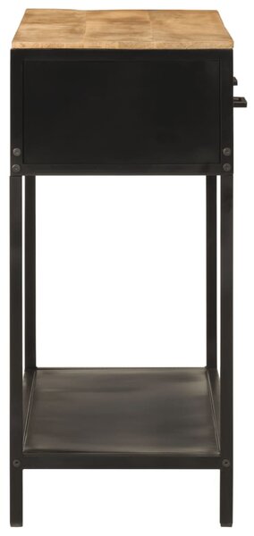 Tömör mangófa és vas tálalóasztal 100 x 35 x 76 cm