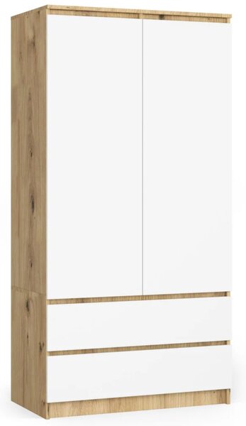 Fiókos gardrób 90 cm LOTA - artisan tölgy / fehér