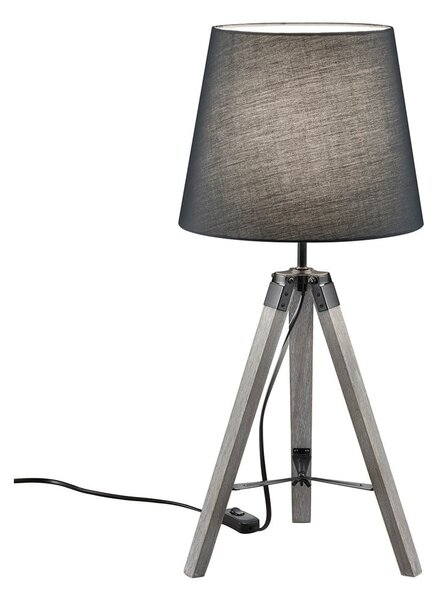 Tripod szürke asztali lámpa fából és szövetből, magasság 57,5 cm - Trio