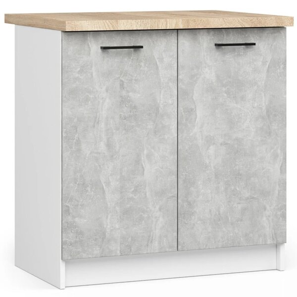 Alsó konyhaszekrény 80 cm VERMINA - fehér / beton