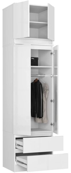 Gardróbszekrény bővíthető 60 cm WREN - fehér / magasfényű fehér