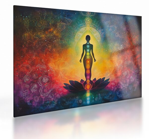 Üveg kép - Nő és csakrák (70x50 cm)