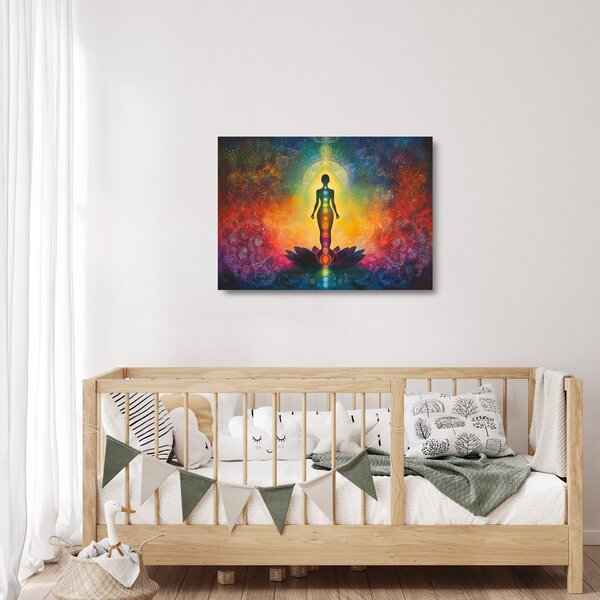 Üveg kép - Nő és csakrák (70x50 cm)