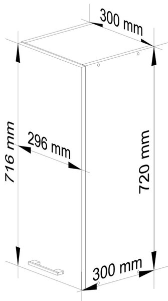 Felső konyhaszekrény 30 cm VERMINA - fehér / piros fényes felülettel