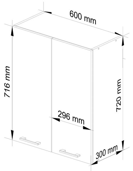 Felső konyhaszekrény 60 cm VERMINA - fehér / piros fényes felülettel