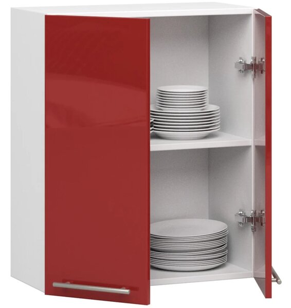 Felső konyhaszekrény 60 cm VERMINA - fehér / piros fényes felülettel