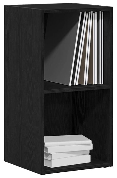 Fekete tölgy szerelt fa LP tárolódoboz 71x34x36 cm